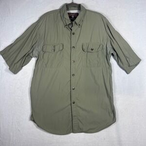 Duluth Trading Co Mens Large Tall Olive Green Ventilated Fishing Hiking Shirt